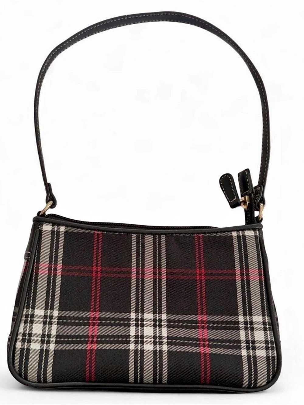 Plaid Shoulder Bag in Black & Red Like New